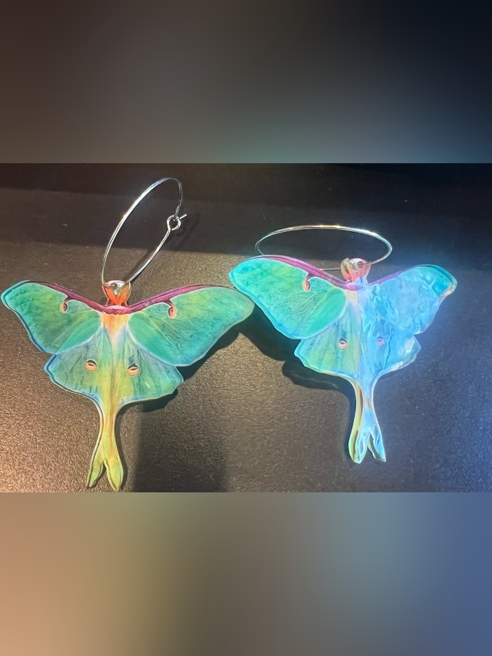 Colorful Luna Moth Hoop Earrings - Women Acrylic Jewelry Earrings